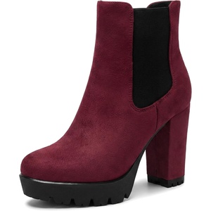 image:imageAllegra K Womens Chunky Heels Platform Chelsea BootsBurgundy