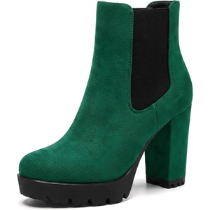 image:imageAllegra K Womens Chunky Heels Platform Chelsea BootsGreen