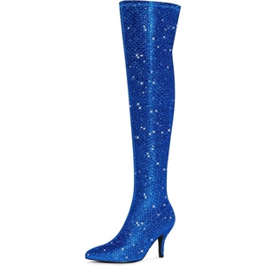 image:imageAllegra K Womens Glitter Stiletto Heel Over the Knee Thigh High BootDeep Blue