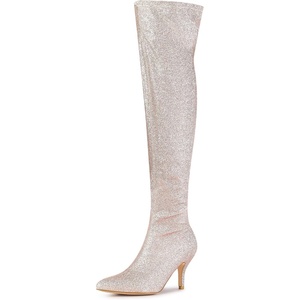 image:imageAllegra K Womens Glitter Stiletto Heel Over the Knee Thigh High BootLight Pink