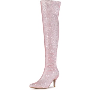 image:imageAllegra K Womens Glitter Stiletto Heel Over the Knee Thigh High BootPink