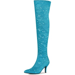 image:imageAllegra K Womens Glitter Stiletto Heel Over the Knee Thigh High BootSky Blue
