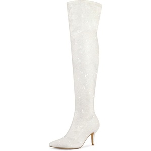 image:imageAllegra K Womens Glitter Stiletto Heel Over the Knee Thigh High BootWhite