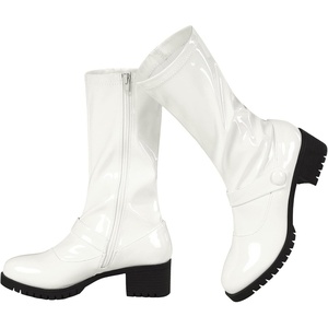 image:imageAllegra K Womens Mid Calf Boots Chunky Heels Patent Leather GO GO BootsWhite