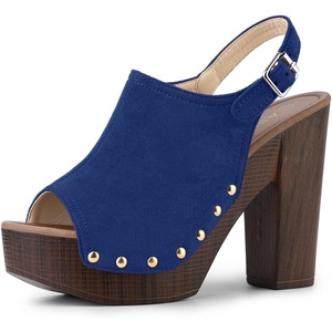 image:imageAllegra K Womens Open Toe Slingback Platform Chunky Heel SandalsDark Blue
