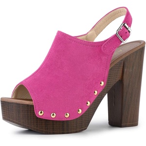 image:imageAllegra K Womens Open Toe Slingback Platform Chunky Heel SandalsHot Pink