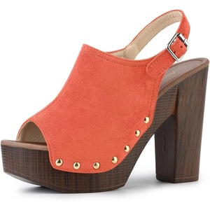 image:imageAllegra K Womens Open Toe Slingback Platform Chunky Heel SandalsOrange