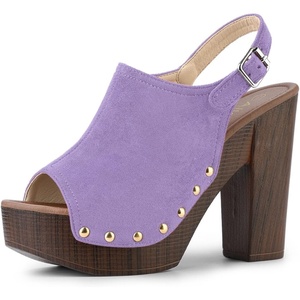 image:imageAllegra K Womens Open Toe Slingback Platform Chunky Heel SandalsPurple
