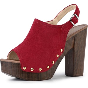 image:imageAllegra K Womens Open Toe Slingback Platform Chunky Heel SandalsRed