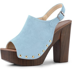 image:imageAllegra K Womens Open Toe Slingback Platform Chunky Heel SandalsSky Blue