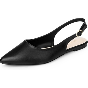 image:imageAllegra K Womens Pointed Toe Pumps Slingback Flat Pumps  Dress ShoesBlackbuckle