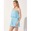 image:imageAllegra K Women Casual Chiffon Spaghetti Strap Ruffled Romper DressBlue