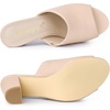 image:imageAllegra K Women Faux Leather Slip on Block Heel Slide SandalsBeige