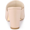 image:imageAllegra K Women Faux Leather Slip on Block Heel Slide SandalsBeige
