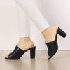 image:imageAllegra K Women Faux Leather Slip on Block Heel Slide SandalsBlack