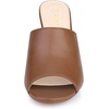 image:imageAllegra K Women Faux Leather Slip on Block Heel Slide SandalsBrown