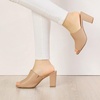 image:imageAllegra K Women Faux Leather Slip on Block Heel Slide SandalsNude