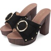 image:imageAllegra K Women Faux Suede Buckle Slip on Platform Chunky Heels SandalsBlack
