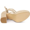 image:imageAllegra K Women Faux Suede Platform Lace Up Clear Chunky Heels SandalsBeige