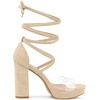 image:imageAllegra K Women Faux Suede Platform Lace Up Clear Chunky Heels SandalsBeige