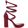 image:imageAllegra K Women Faux Suede Platform Lace Up Clear Chunky Heels SandalsBurgundy