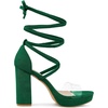 image:imageAllegra K Women Faux Suede Platform Lace Up Clear Chunky Heels SandalsDark Green