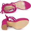 image:imageAllegra K Women Faux Suede Platform Lace Up Clear Chunky Heels SandalsHot Pink