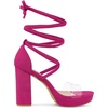 image:imageAllegra K Women Faux Suede Platform Lace Up Clear Chunky Heels SandalsHot Pink