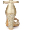 image:imageAllegra K Women Gold Glitter Open Toe Ankle Strap High Chunky Heel SandalsGold