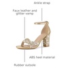 image:imageAllegra K Women Gold Glitter Open Toe Ankle Strap High Chunky Heel SandalsGold