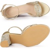 image:imageAllegra K Women Gold Glitter Open Toe Ankle Strap High Chunky Heel SandalsGold