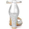 image:imageAllegra K Women Gold Glitter Open Toe Ankle Strap High Chunky Heel SandalsSilver