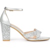 image:imageAllegra K Women Gold Glitter Open Toe Ankle Strap High Chunky Heel SandalsSilver