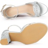image:imageAllegra K Women Gold Glitter Open Toe Ankle Strap High Chunky Heel SandalsSilver