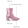 image:imageAllegra K Women Metallic Square Toe Chunky Heel Gogo Ankle BootsPink