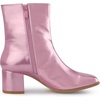 image:imageAllegra K Women Metallic Square Toe Chunky Heel Gogo Ankle BootsPink
