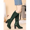 image:imageAllegra K Women Round Toe Block Heeled Knee High Boots Side ZipperDark Green