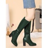 image:imageAllegra K Women Round Toe Block Heeled Knee High Boots Side ZipperDark Green