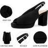 image:imageAllegra K Women Rubber Square Toe Slingback Platform Chunky Heel SandalsBlack