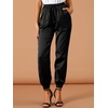 image:imageAllegra K Women Satin Drawstring Elastic Waist Straight Leg Joggers PantsBlack