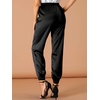 image:imageAllegra K Women Satin Drawstring Elastic Waist Straight Leg Joggers PantsBlack