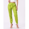 image:imageAllegra K Women Satin Drawstring Elastic Waist Straight Leg Joggers PantsFluorescent Yellow