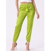 image:imageAllegra K Women Satin Drawstring Elastic Waist Straight Leg Joggers PantsFluorescent Yellow