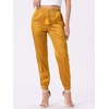 image:imageAllegra K Women Satin Drawstring Elastic Waist Straight Leg Joggers PantsGold