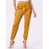 image:imageAllegra K Women Satin Drawstring Elastic Waist Straight Leg Joggers PantsGold