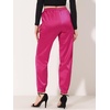 image:imageAllegra K Women Satin Drawstring Elastic Waist Straight Leg Joggers PantsHot Pink