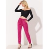 image:imageAllegra K Women Satin Drawstring Elastic Waist Straight Leg Joggers PantsHot Pink