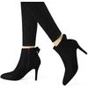 image:imageAllegra K Women Suede Pointed Toe Stiletto Heel Side Zip Ankle BootsBlack