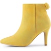 image:imageAllegra K Women Suede Pointed Toe Stiletto Heel Side Zip Ankle BootsYellow