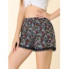 image:imageAllegra K Women Summer Floral Printed Lace Trim Elastic Waist ShortsNavy BlueyellowRed